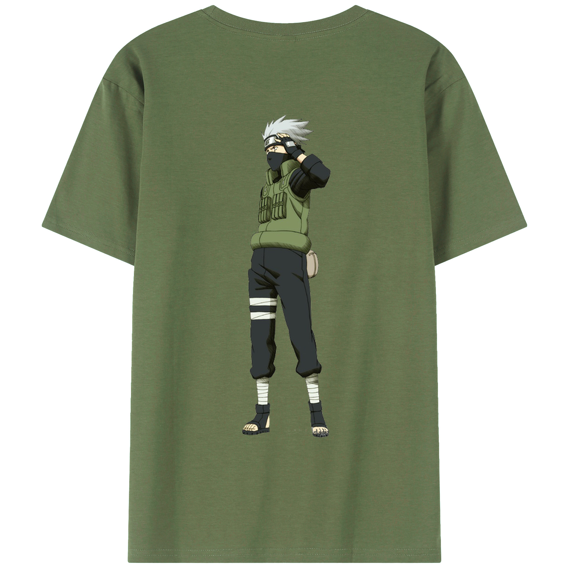（画像用） NARUTO -ナルト- はたけ カカシ Hatake Kakashi 綿100％ メンズ半袖Tシャツ（バックプリント） 通気性